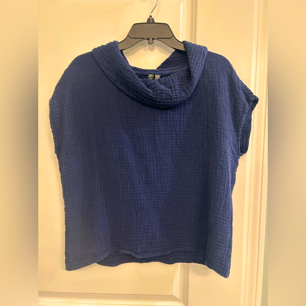 Navy blue cowl neck top